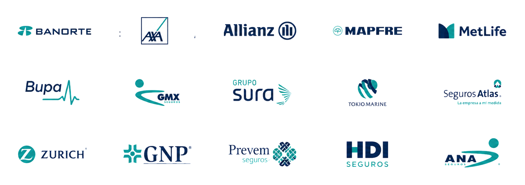 Logos de las principales aseguradoras cuyos casos atendemos